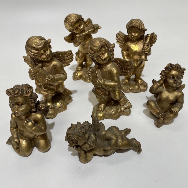 ORNAMENT, Gold Cherub 10cm H